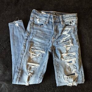 American Eagle Next Level Stretch Ripped Jeans, Size 0